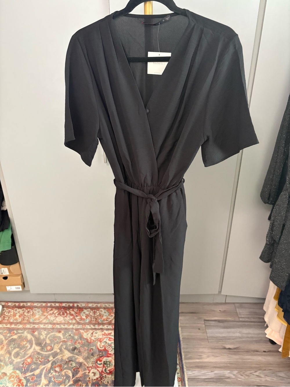 Black Wrap Jumpsuit with Tie Waist